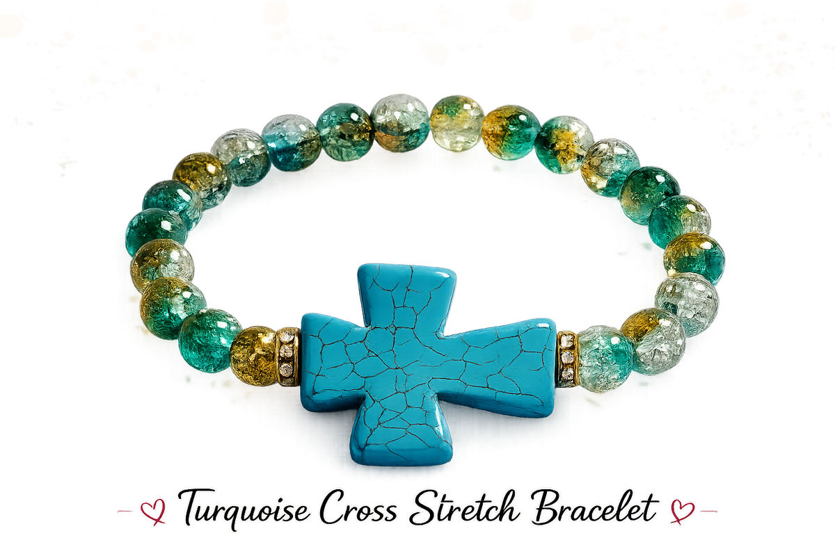 Aurora Blue Stone Cross Stretch Bracelet