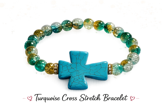Aurora Blue Stone Cross Stretch Bracelet