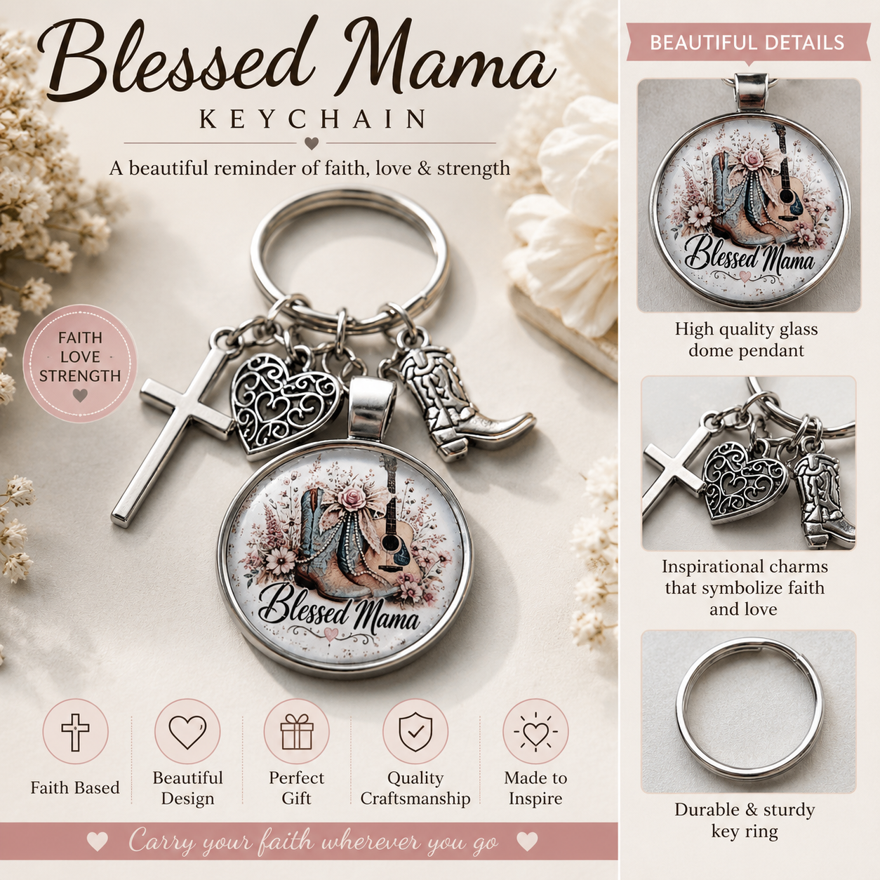 Blessed Mama Keychain