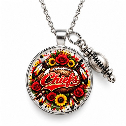 Chiefs Floral Football Necklace