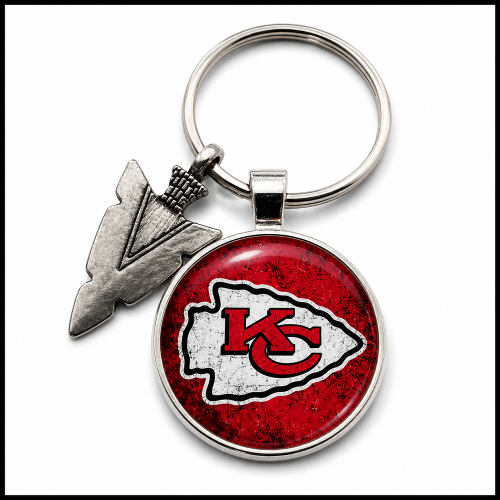 Weathered KC Chiefs Arrowhead Keychain