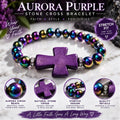 Purple Aurora Stone Cross Stretch Bracelet