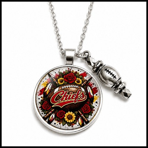 Chiefs Floral Football Necklace