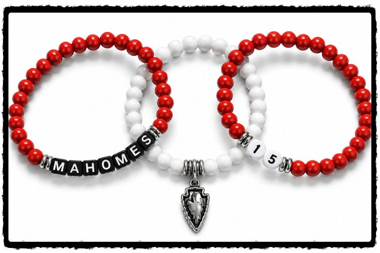 Mahomes 15 Arrowhead 3 Stretch Bracelet Set