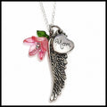 Mom Angel Wing with Pink Lily Necklace