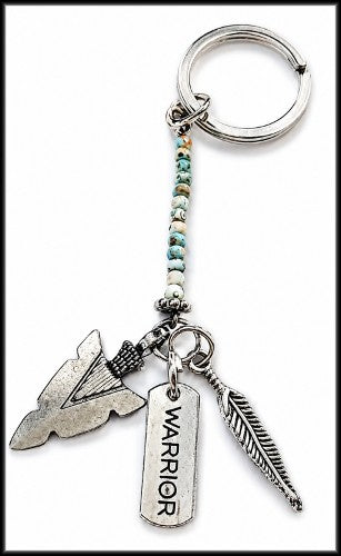 Warrior Arrowhead Feather Keychain
